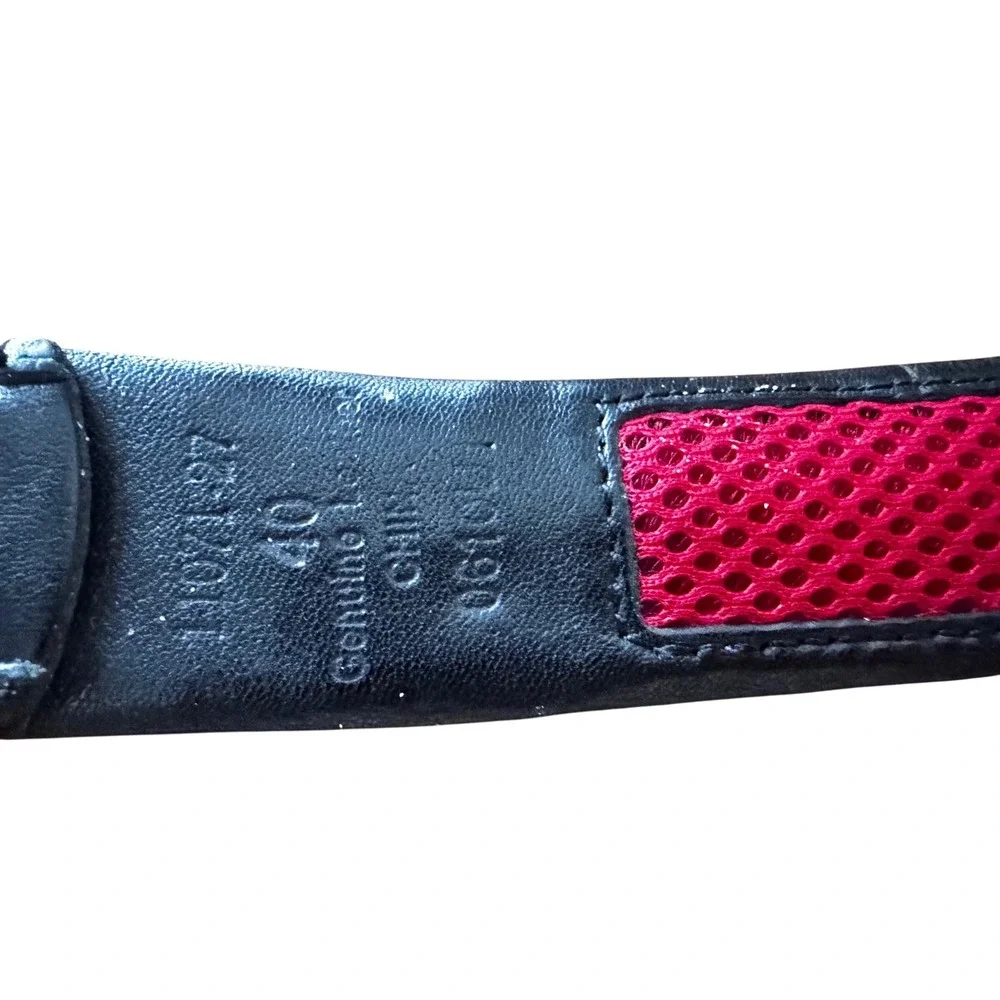 Nike Golf Mens‎ Black Red Mesh Glove Leather Belt 40 Swoosh 11071927 Preloved